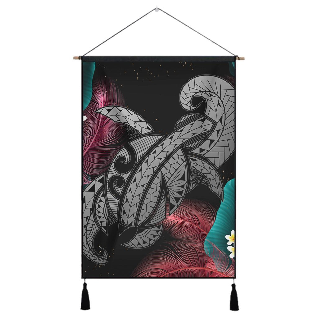 Hawaii Turtle Polynesian Tropical Hanging Poster - Ghia Style Gray - AH Hanging Poster Cotton And Linen - Polynesian Pride