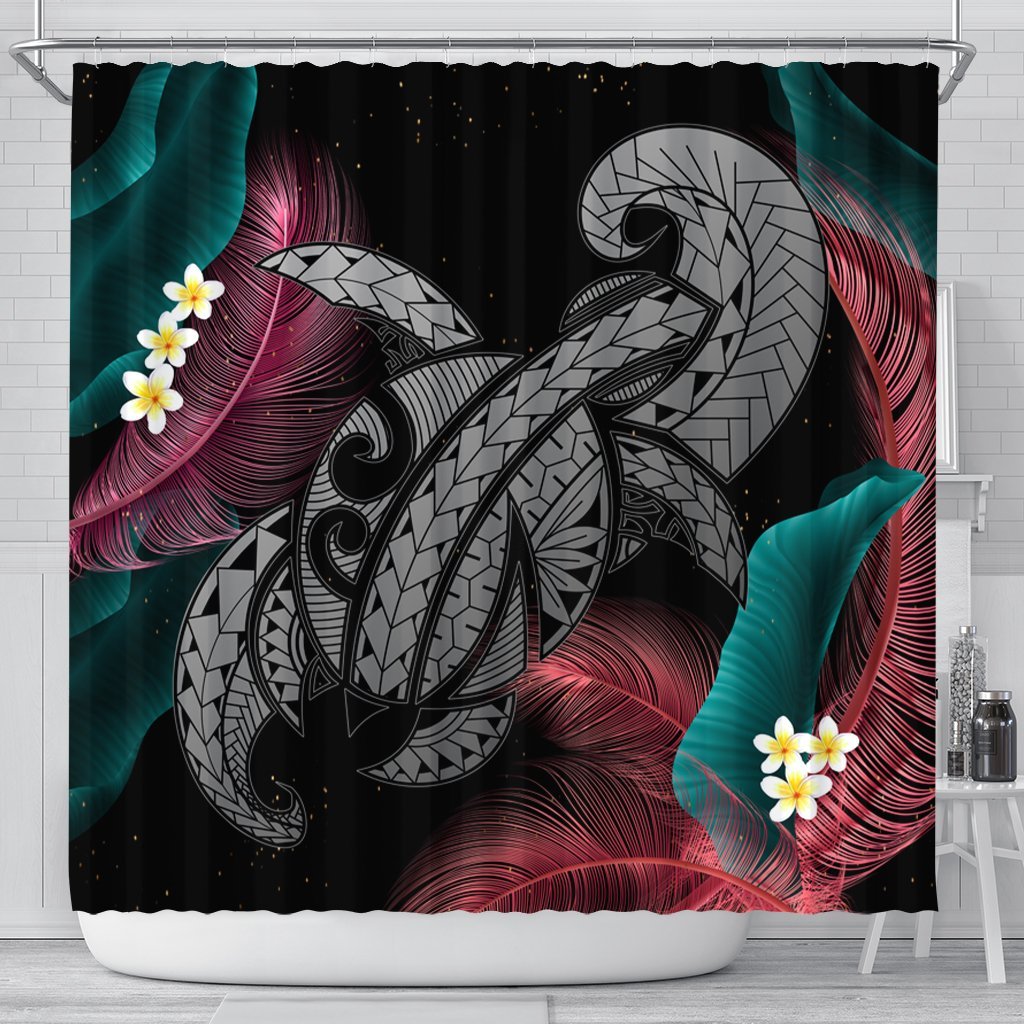 Hawaii Turtle Polynesian Tropical Shower Curtain - Ghia Style Gray - AH 177 x 172 (cm) Black - Polynesian Pride