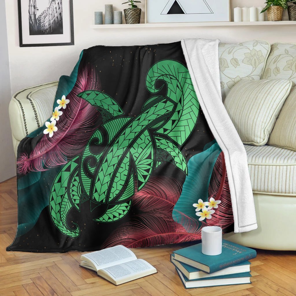 Hawaii Turtle Polynesian Tropical Premium Blankets - Ghia Style Green - AH White - Polynesian Pride