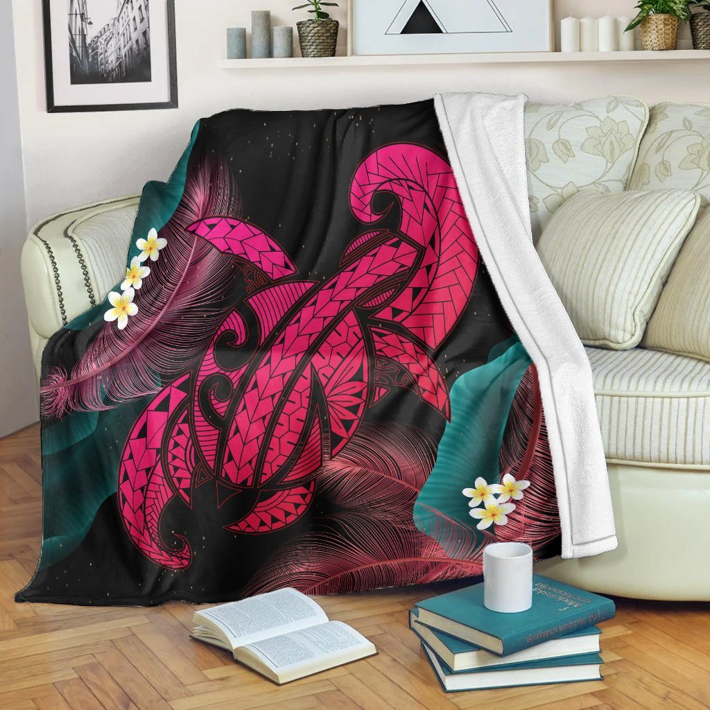 Hawaii Turtle Polynesian Tropical Premium Blankets - Ghia Style Pink - AH White - Polynesian Pride