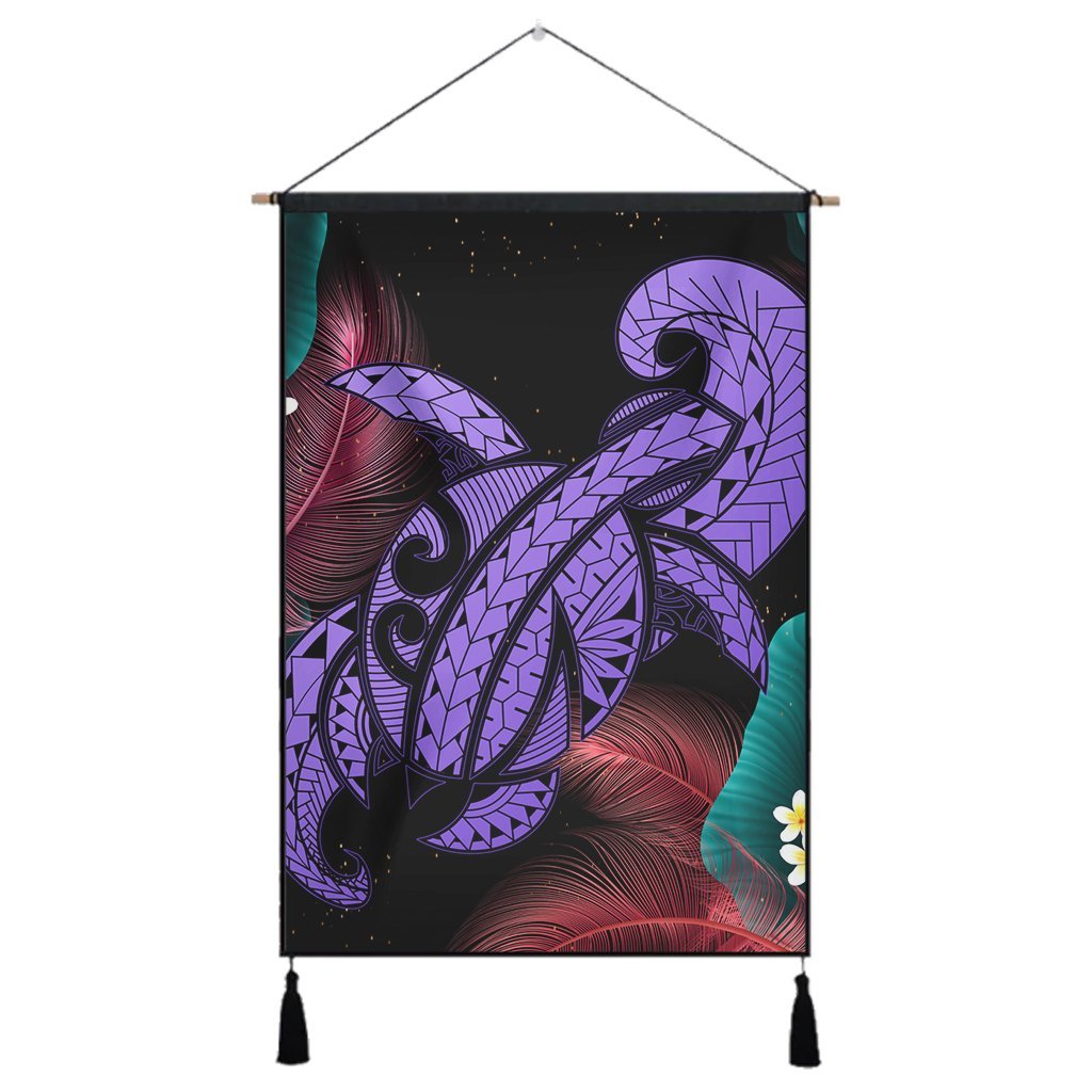 Hawaii Turtle Polynesian Tropical Hanging Poster - Ghia Style Purple - AH Hanging Poster Cotton And Linen - Polynesian Pride