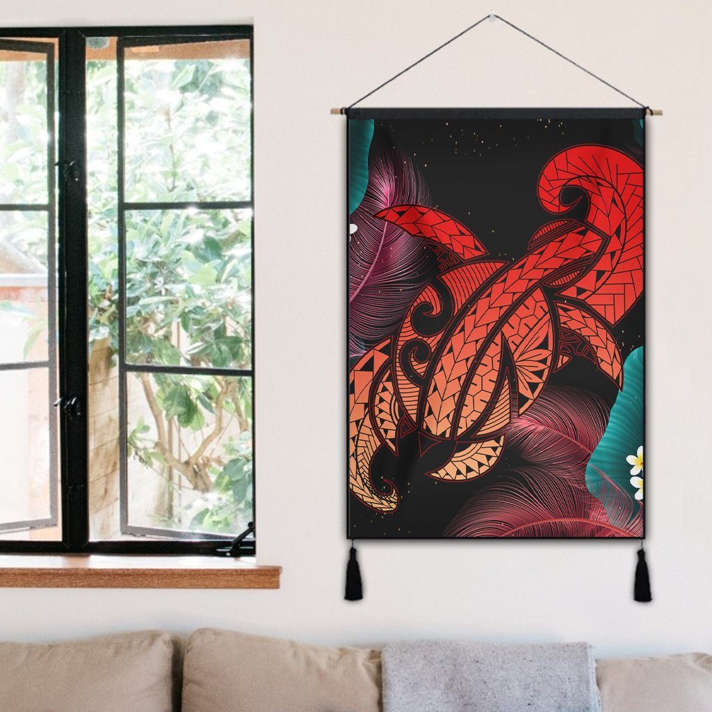 Hawaii Turtle Polynesian Tropical Hanging Poster - Ghia Style Red - AH - Polynesian Pride