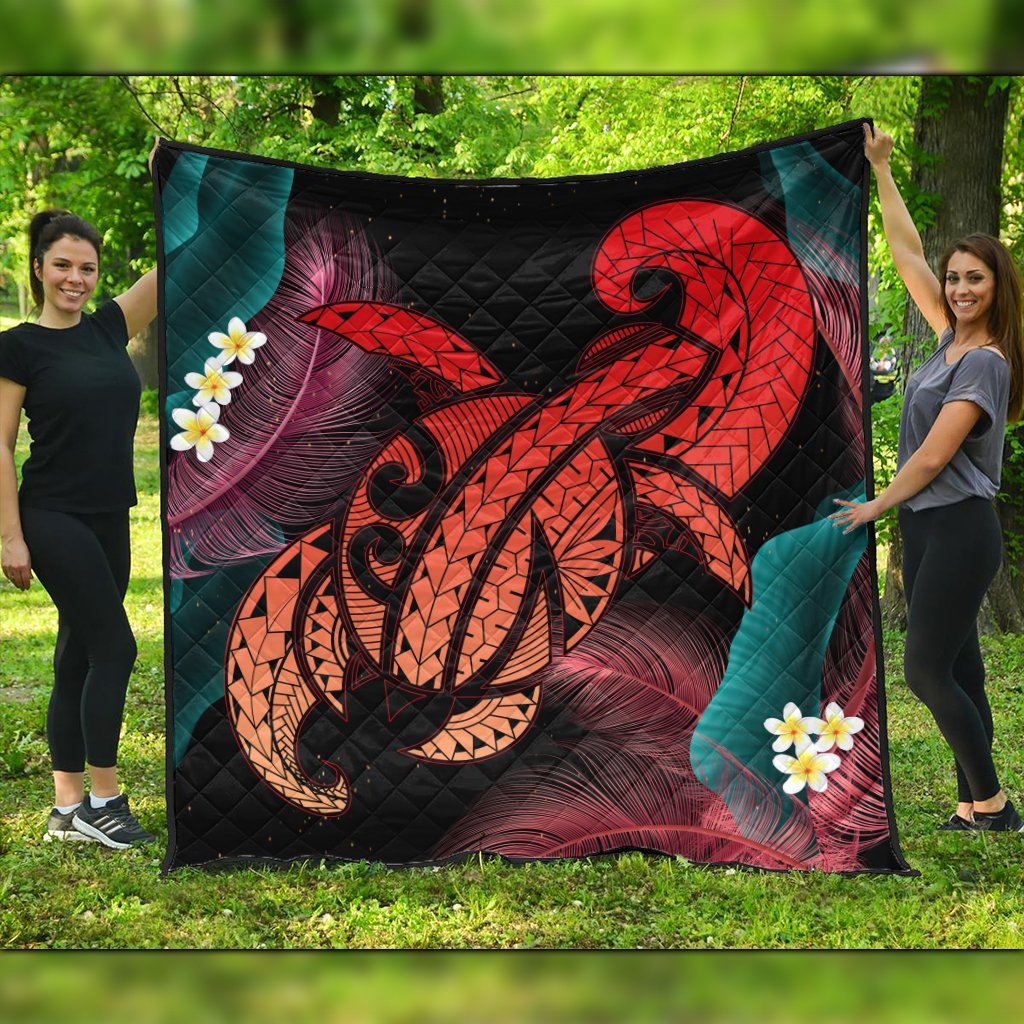 Hawaii Turtle Polynesian Tropical Premium Quilts - Ghia Style Red - AH Black - Polynesian Pride