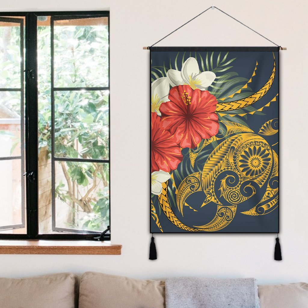 Hawaii Turtle Polynesian Tropical Hibiscus Plumeria Hanging Poster - AH - Polynesian Pride