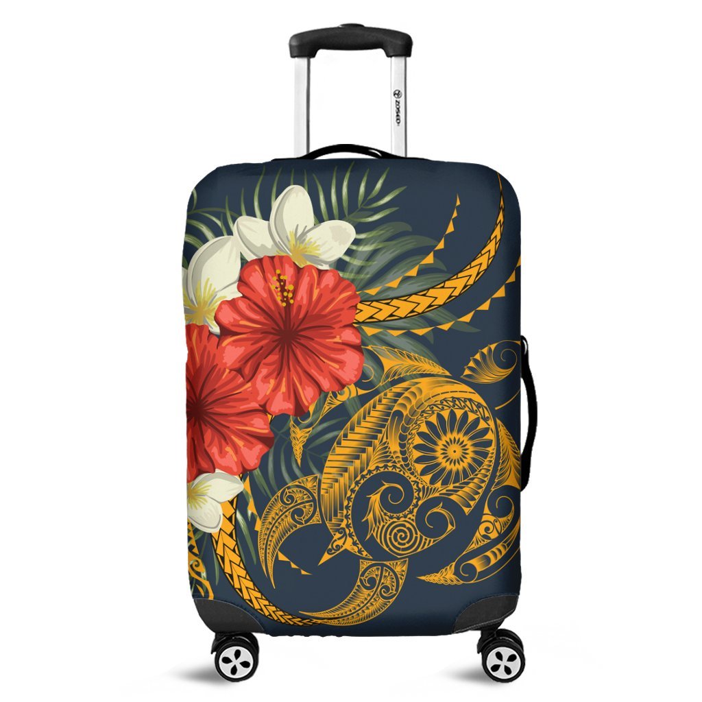 Hawaii Turtle Polynesian Tropical Hibiscus Plumeria Luggage Covers - AH Black - Polynesian Pride