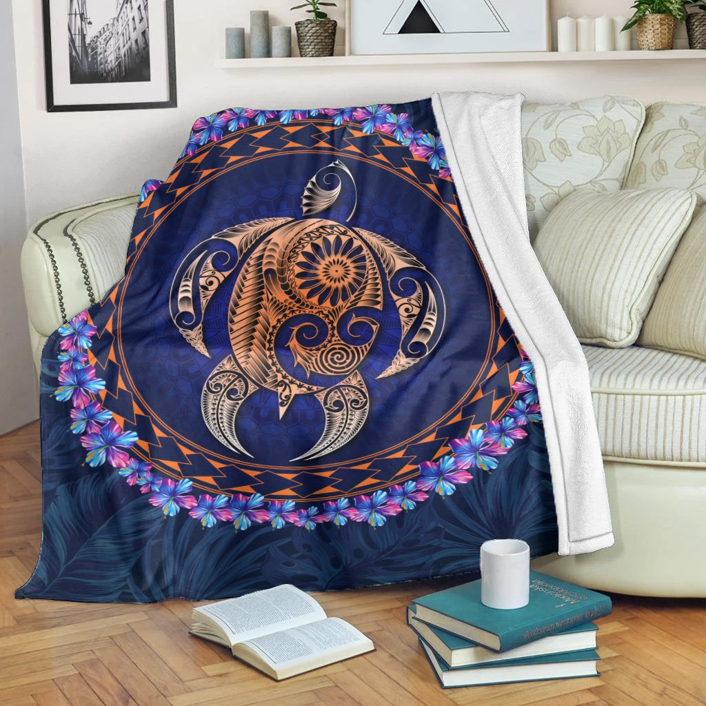 Hawaii Turtle Polynesian Tropical Premium Blanket - Jan Style - AH White - Polynesian Pride