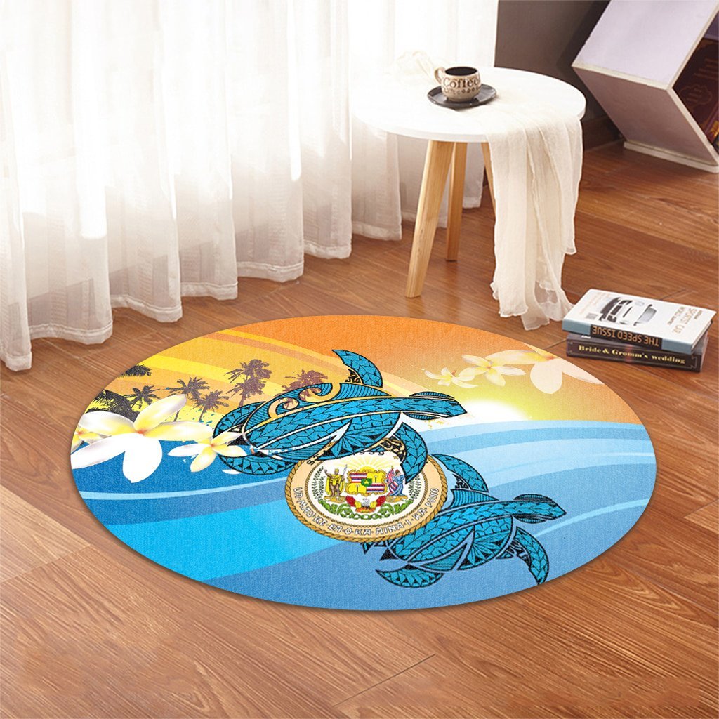 Hawaii Turtle Sea Cost Of Arm Round Carpet - AH - Polynesian Pride