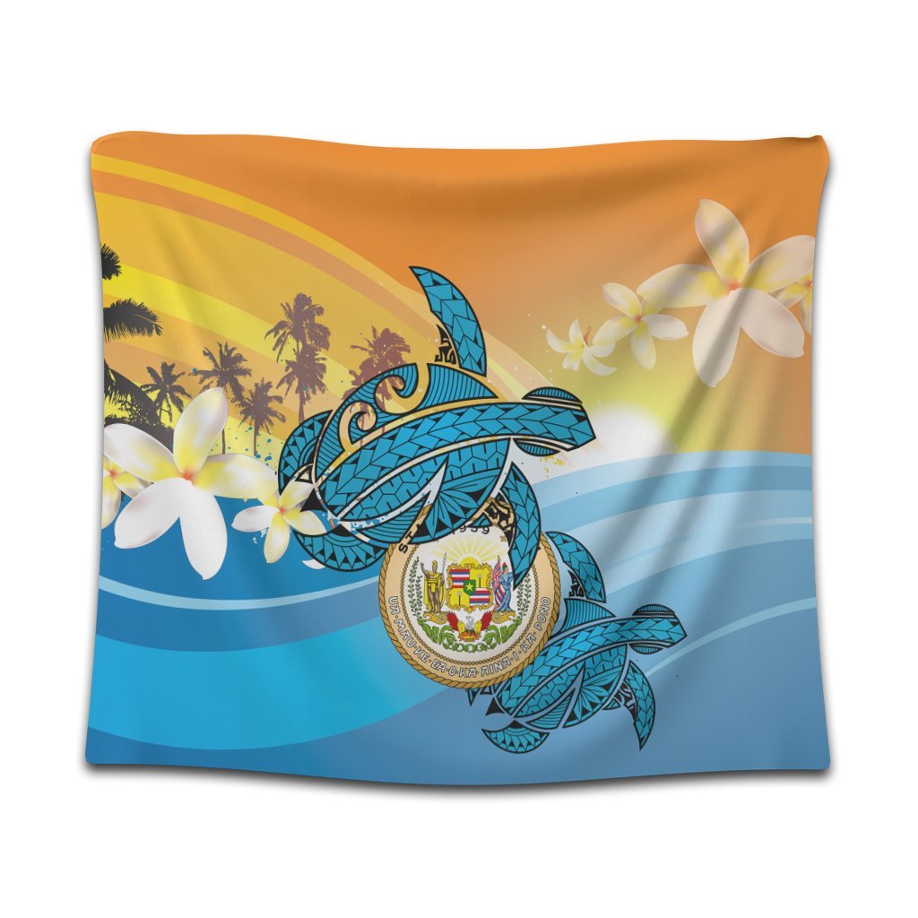 Hawaii Turtle Sea Cost Of Arm Tapestry - AH Wall Tapestry Black - Polynesian Pride