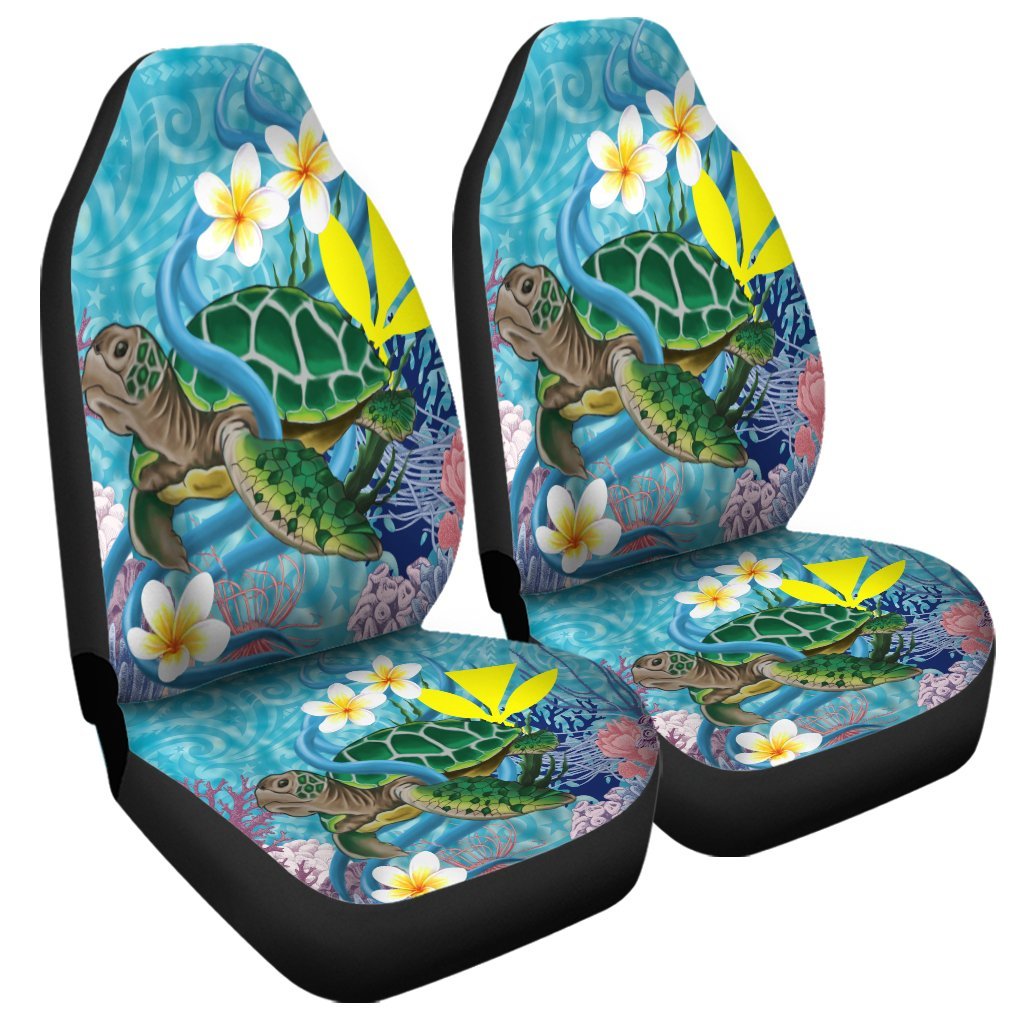 Hawaii Turtle Sea Cotral Polynesian Car Seat Covers - AH Universal Fit Black - Polynesian Pride