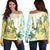 Hawaii Turtle Sea Hibiscus Coconut Tree Women's Off Shoulder Sweater - AH Black - Polynesian Pride