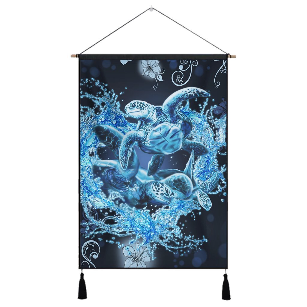 Hawaii Turtle Sea Ohana Hanging Poster - AH Hanging Poster Cotton And Linen - Polynesian Pride