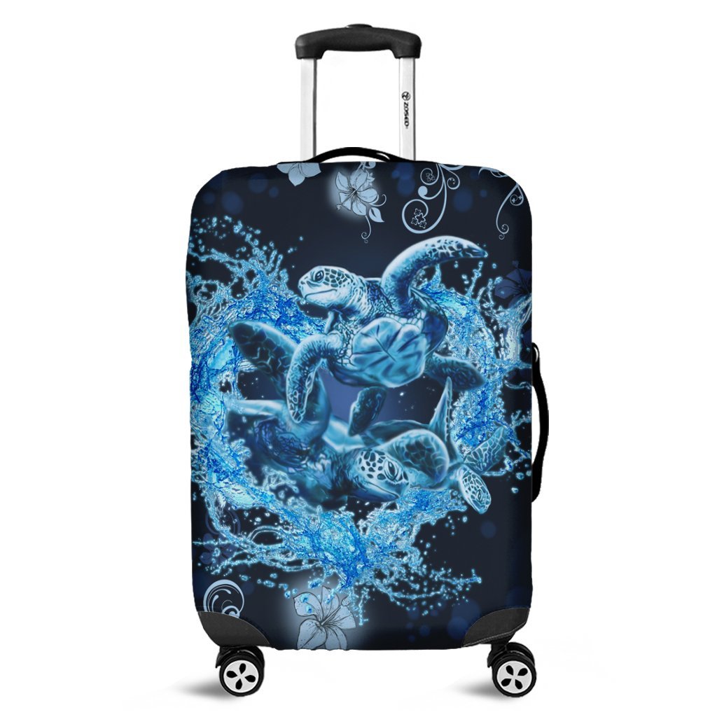 Hawaii Turtle Sea Ohana Luggage Covers - AH Black - Polynesian Pride