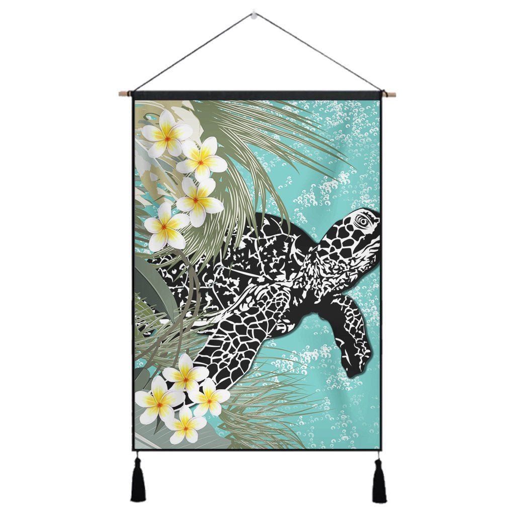 Hawaii Turtle Sea Plumeria Hanging Poster - AH Hanging Poster Cotton And Linen - Polynesian Pride