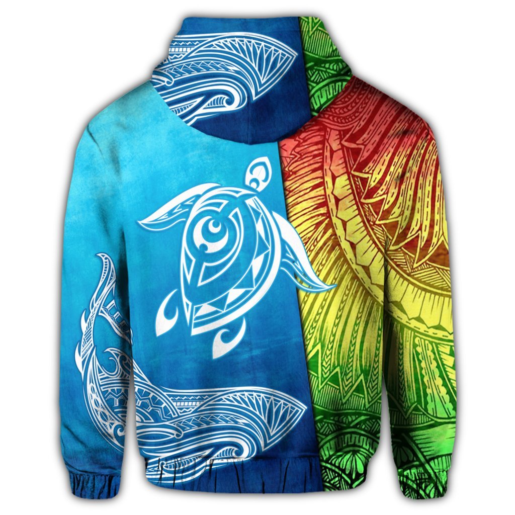 Hawaii Turtle Shark Polynesian and Sea Zip Hoodie - Polynesian Pride