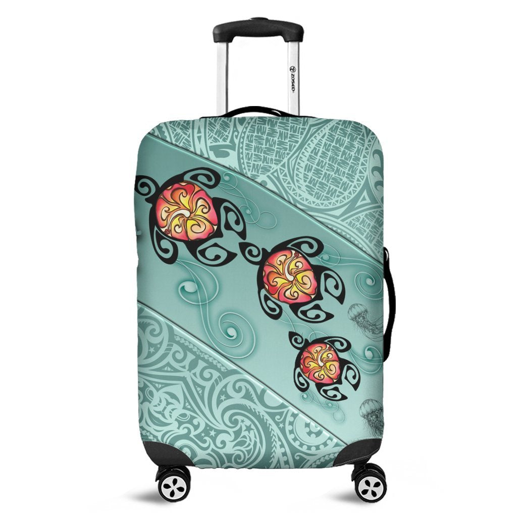 Hawaii Turtle Swimming Tribal Polynesian Luggage Covers - AH - Min Style Black - Polynesian Pride