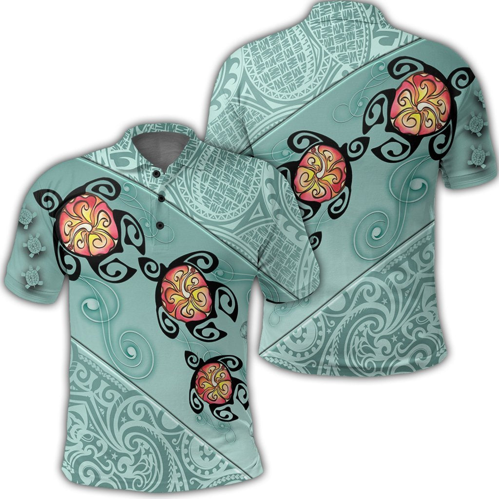 Hawaii Turtle Swimming Tribal Polynesian Polo Shirt Min Style Unisex Black - Polynesian Pride