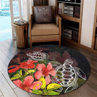 Hawaii Turtle Tree Hibiscus Round Carpet - AH - Polynesian Pride