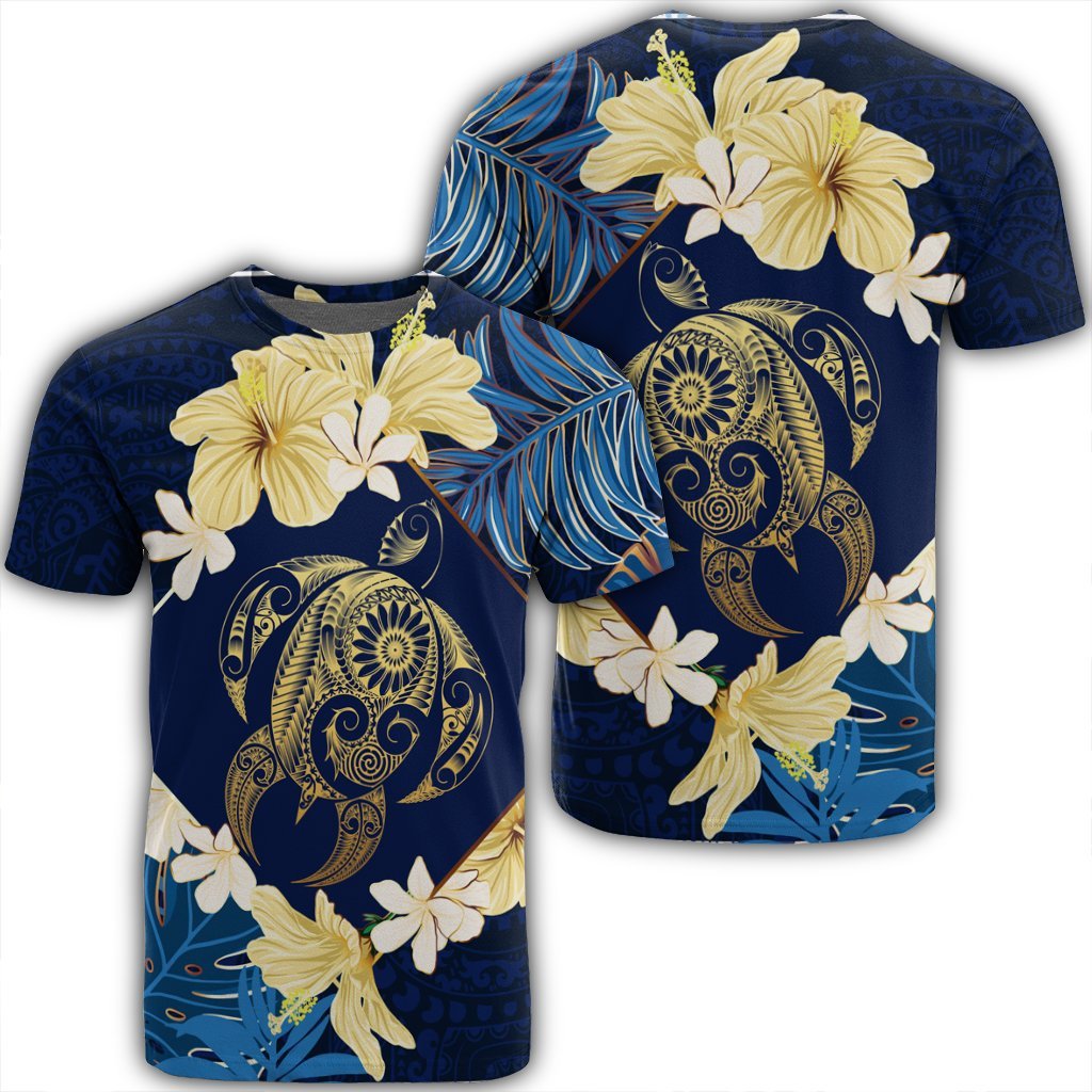 Hawaii Turtle Tropical T Shirt Taha Style Unisex Black - Polynesian Pride