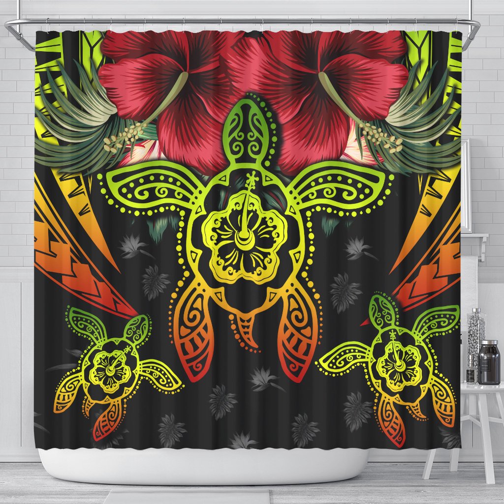 Hawaii Turtle Tropical Polynesian Shower Curtain - Iris Style - AH 177 x 172 (cm) Reggae - Polynesian Pride