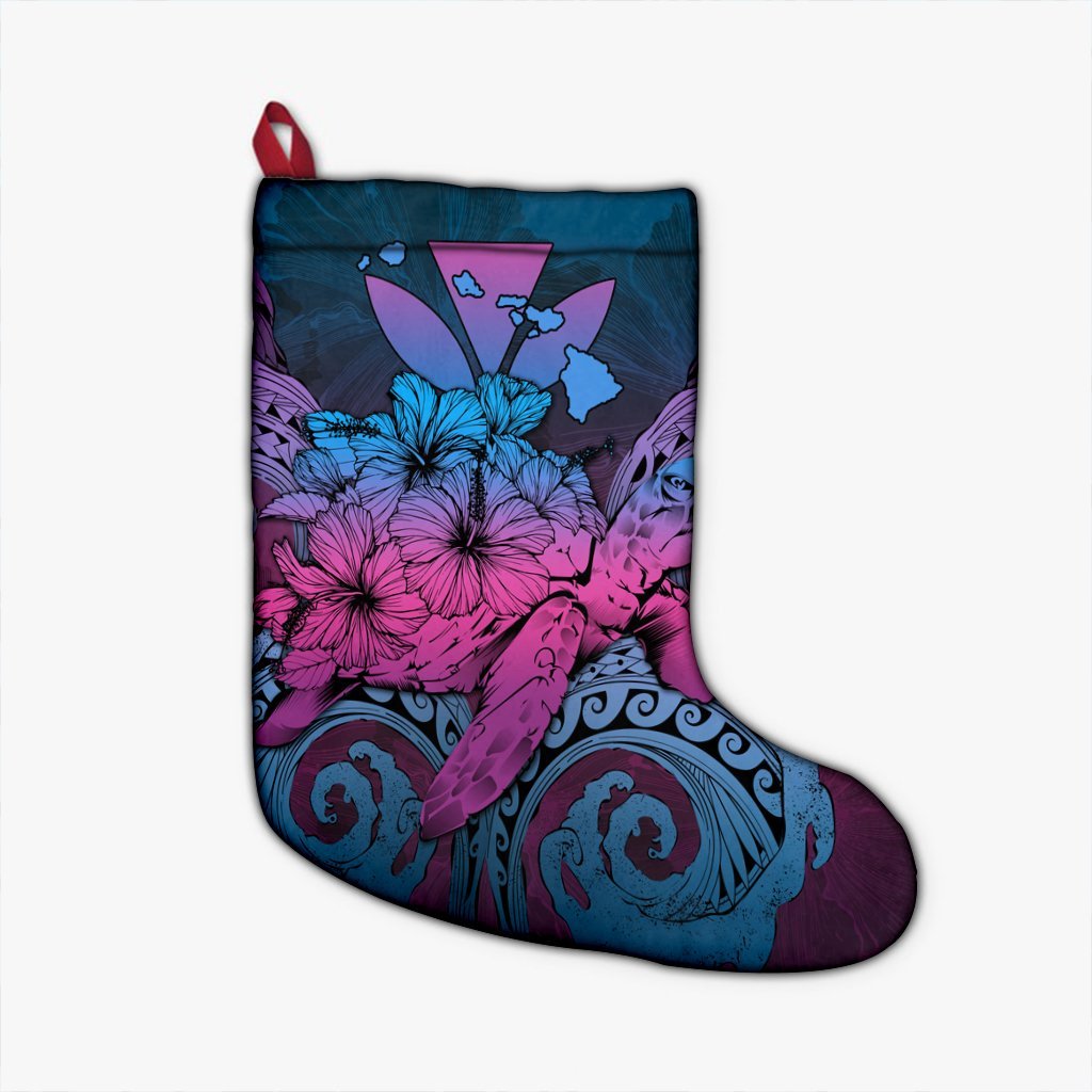 Hawaii Turtle Wave Polynesian Christmas Stocking - Hey Style Blue - AH Christmas Stocking 26 X 42 cm Black - Polynesian Pride