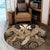 Hawaii Turtle Wave Polynesian Round Carpet - Hey Style Gold - AH - Polynesian Pride