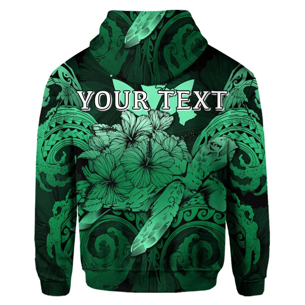 Custom Hawaii Turtle Wave Polynesian Hoodie Hey Style Green Pastel AH - Polynesian Pride
