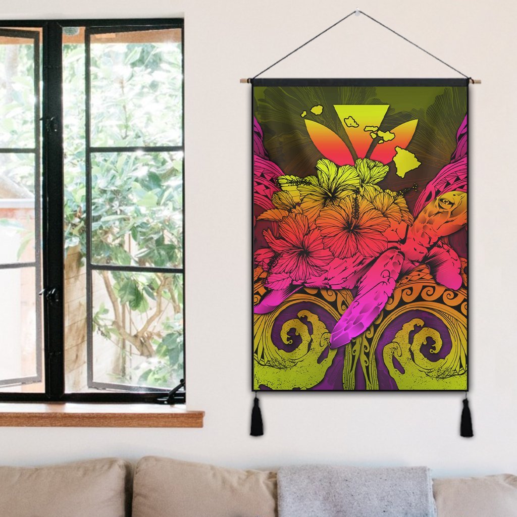 Hawaii Turtle Wave Polynesian Hanging Poster - Hey Style Pinky - AH - Polynesian Pride