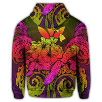 Hawaii Turtle Wave Polynesian Zip Hoodie Hey Style Pinky - Polynesian Pride