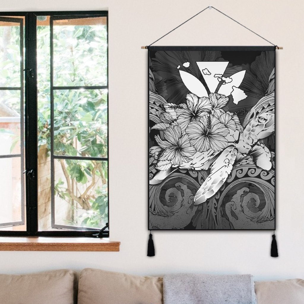 Hawaii Turtle Wave Polynesian Hanging Poster - Hey Style White - AH - Polynesian Pride