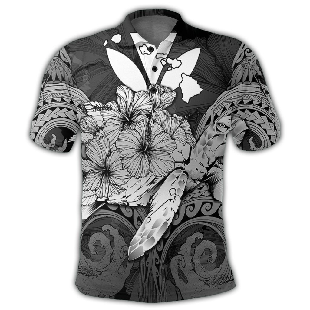 Hawaii Turtle Wave Polynesian Polo Shirt Hey Style White - Polynesian Pride