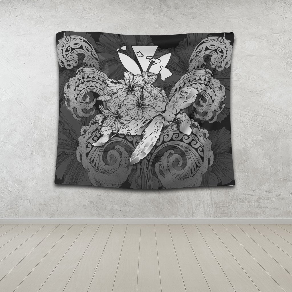 Hawaii Turtle Wave Polynesian Tapestry - Hey Style White - AH - Polynesian Pride