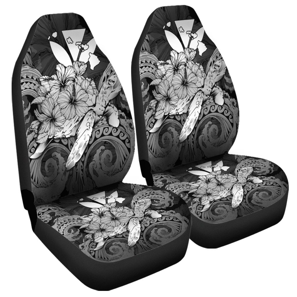 Hawaii Turtle Wave Polynesian Car Seat Covers - Hey Style White - AH Universal Fit Black - Polynesian Pride