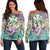 Hawaii Turtle Wave Polynesian Women's Off Shoulder Sweater - Hey Style Yellow - AH Black - Polynesian Pride