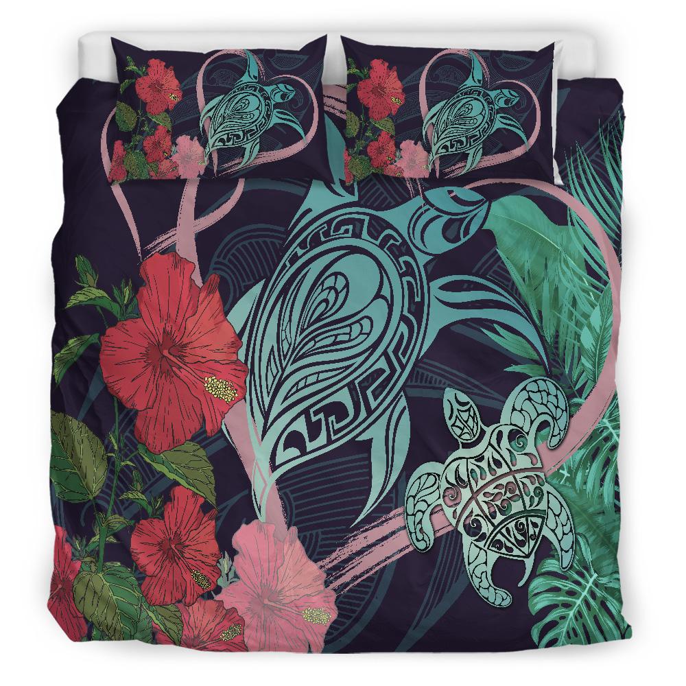 Hawaii Turtles Hibiscus Valentine Bedding Set - Tropical Style - AH - Polynesian Pride