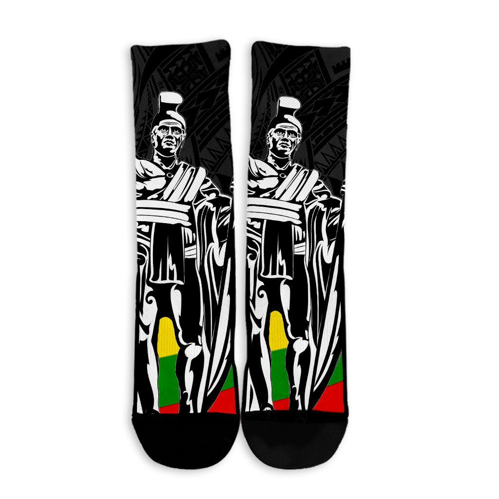 Hawaii Two Flag Kanaka Maoli King Polynesian Crew Socks - AH - Polynesian Pride