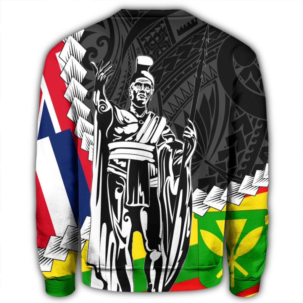 Hawaii Two Flag Kanaka Maoli King Polynesian Sweatshirt - AH - Polynesian Pride