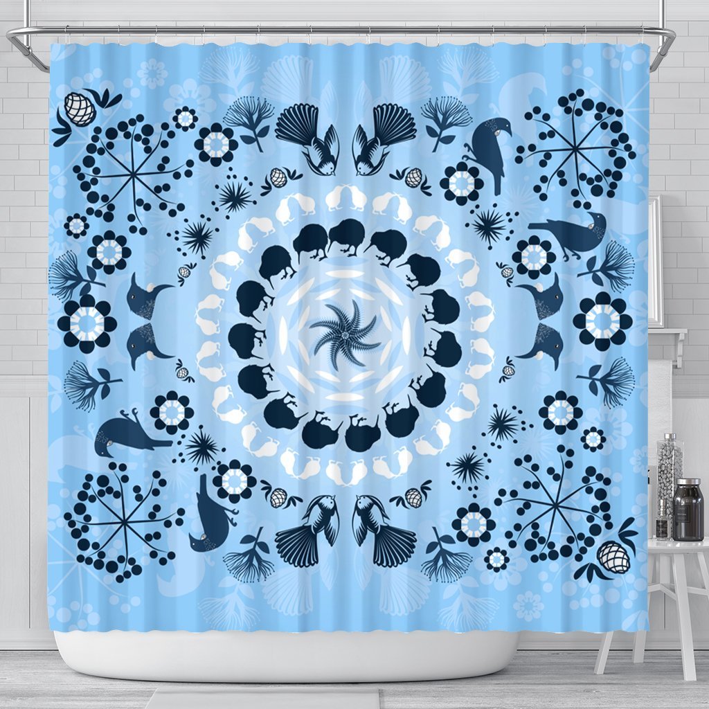 Hawaii Underwater Pattern Shower Curtain - AH 177 x 172 (cm) Black - Polynesian Pride