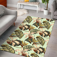 Hawaii Vintage Tropical Jungle Leaves Orchid Bird Area Rug - AH - Polynesian Pride