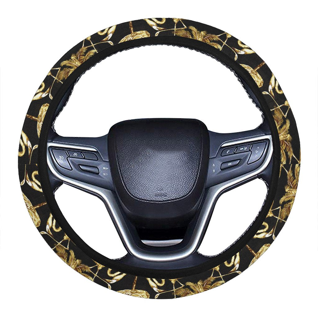 Hawaii Watercolor Flamingos Palm Trees Beautiful Seamless Hawaii Universal Steering Wheel Cover with Elastic Edge One Size Blue Steering Wheel Cover - Polynesian Pride