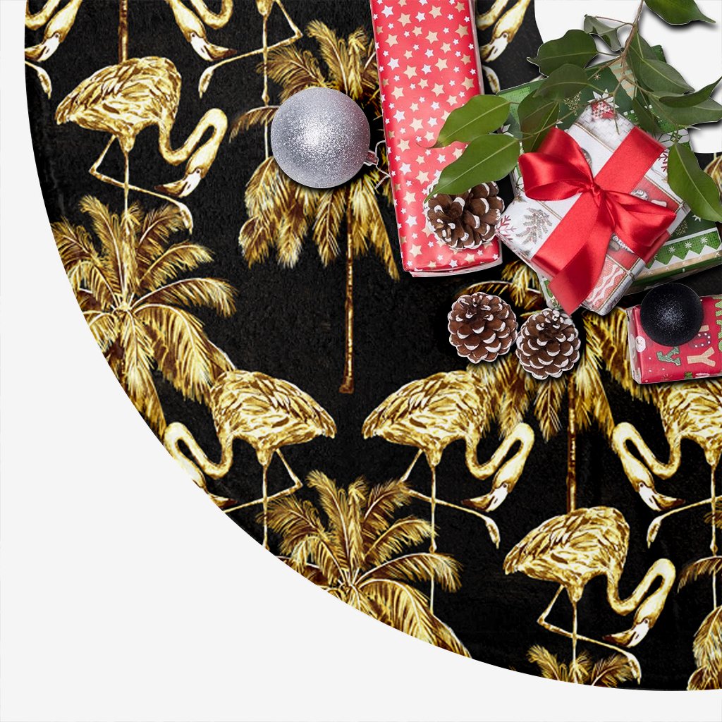 Hawaii Watercolor Flamingos Palm Trees Beautiful Seamless Tree Skirt - Polynesian Pride