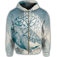 Hawaii Wave Kanaka Turtle Zip Hoodie - Polynesian Pride