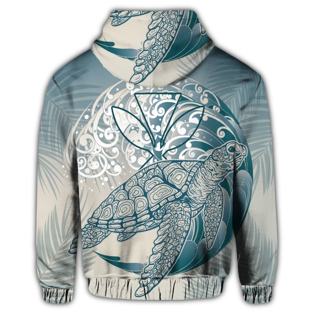 Hawaiian Wave Kanaka Turtle Hoodie - Polynesian Pride