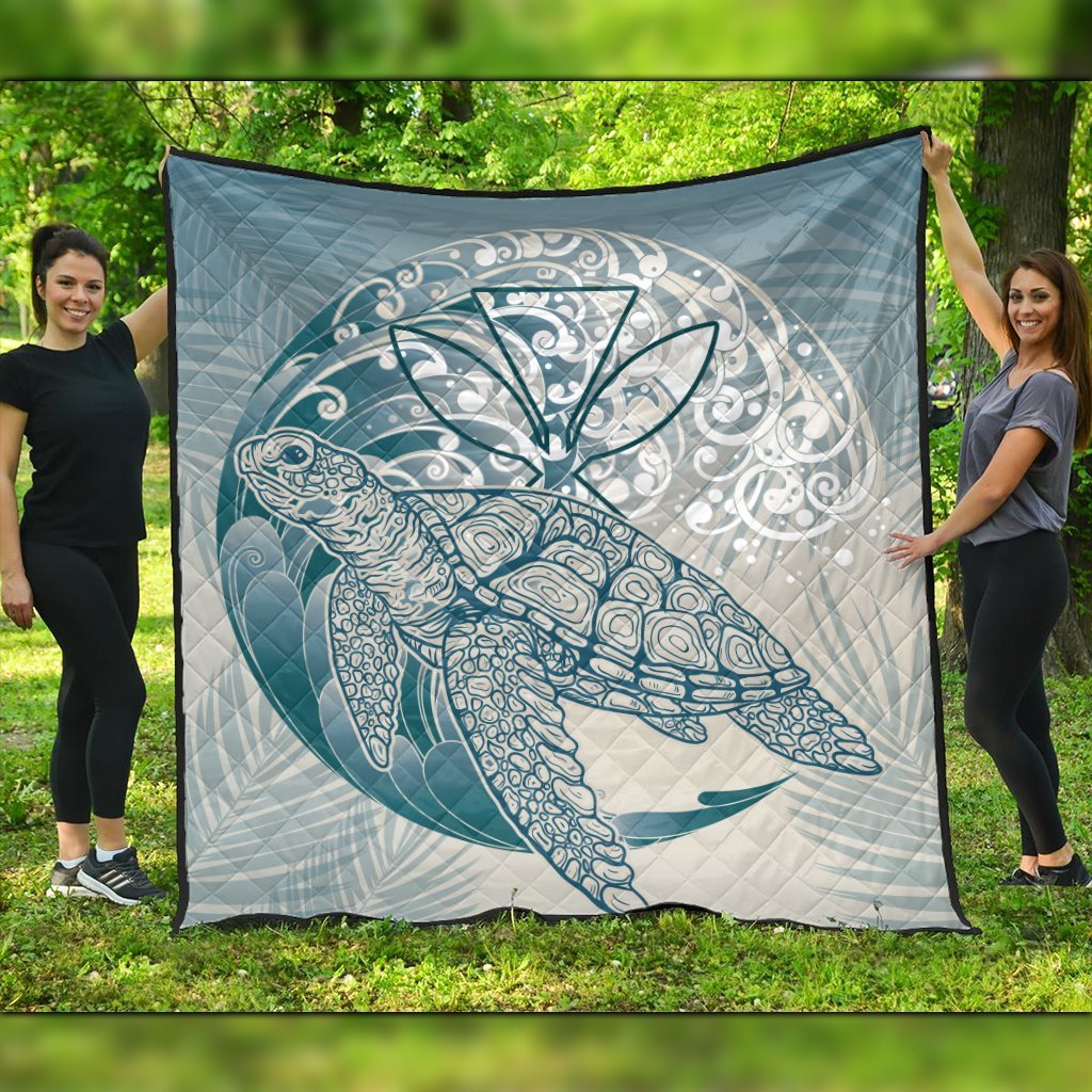 Hawaii Wave Kanaka Turtle Premium Quilts - AH Black - Polynesian Pride