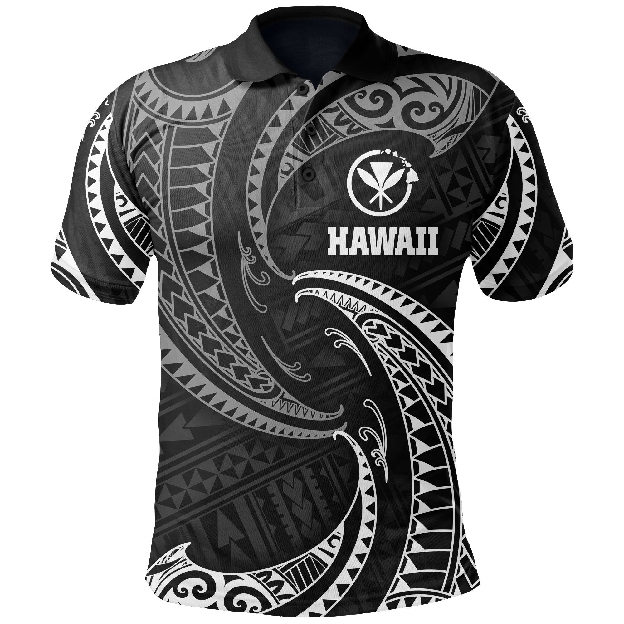 Hawaii Polynesian Polo Shirt White Tribal Wave Unisex White - Polynesian Pride