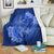 Hawaii Yin Yang Turtle Shark Hibiscus Plumeria Premium Blankets - Blue - AH White - Polynesian Pride