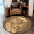 Hawaii Yin Yang Turtle Shark Hibiscus Plumeria Round Carpet - Gold - AH - Polynesian Pride