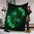 Hawaii Yin Yang Turtle Shark Hibiscus Plumeria Premium Blankets - Green - AH - Polynesian Pride