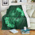 Hawaii Yin Yang Turtle Shark Hibiscus Plumeria Premium Blankets - Green - AH White - Polynesian Pride