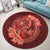 Hawaii Yin Yang Turtle Shark Hibiscus Plumeria Round Carpet - Orange - AH - Polynesian Pride