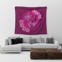 Hawaii Yin Yang Turtle Shark Hibiscus Plumeria Tapestry - Pink - AH - Polynesian Pride